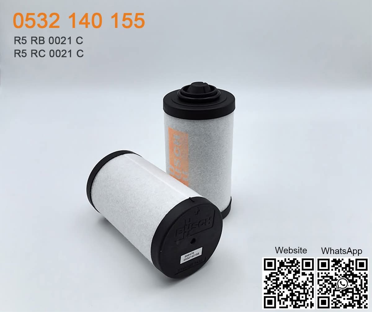Busch genuine exhaust filter article number 0532 140 155, suitable for R5 RB 0021 C and R5 RC 0021 C vacuum pumps