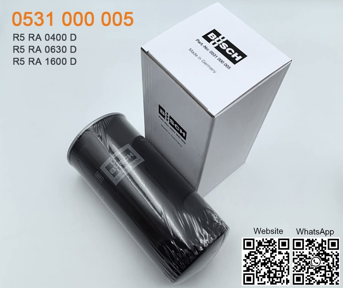 Busch genuine oil filter article number 0531 000 005, suitable for R5 RA 0400 D, 0630 D and 1600 D vacuum pumps