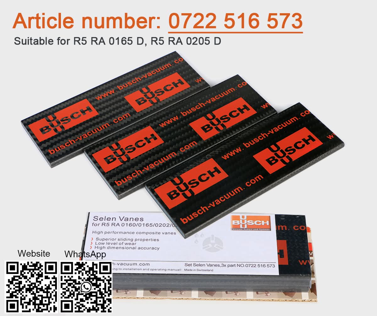 Busch genuine Selen carbon vanes article number 0722 516 573, suitable for R5 RA 0165 D and R5 RA 0205 D vacuum pumps