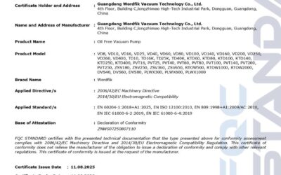 CE Certification on Vacuum Pumps: What FQC2533107 Actually Covers